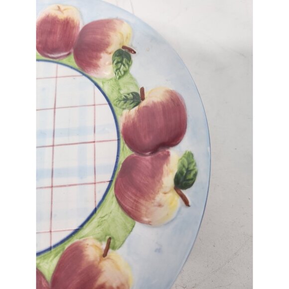 Yankee Candle Embossed Footed Ceramic Apple Plate Candle Holder by Michal Sparks - Picture 3 of 7